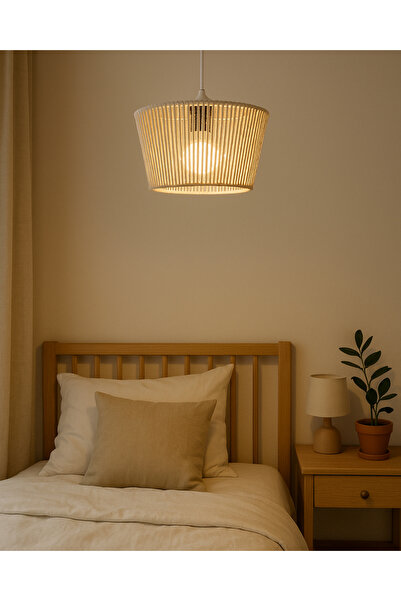 livadesign7 El Yapımı Krem Pamuk Makrome Bohem Avize / Salon, Oturma Odası , ...