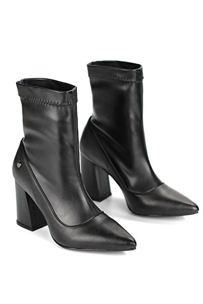 Gökhan Talay Cizme elastice Isabel negre cu toc mediu gros (8 cm).