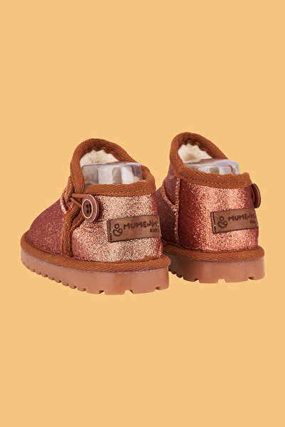 Mumenim Aurora Kız Çocuk ve Bebek Simli Taba Bot - Ortopedik Kaymaz Taban Sıcak Tutan Rahat Kışlık Bot