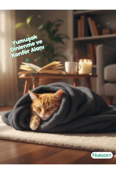 Nursoft Peluş Kedi Battaniyesi 60x80 Cm