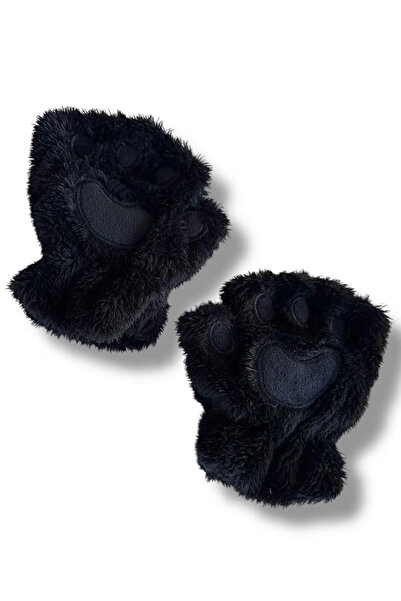 MARS BABY Детски ръкавици без пръсти, черни, плюшени