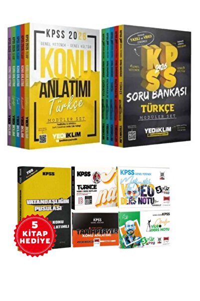 Yediiklim Yayınları 2026 KPSS Genel Yetenek Genel Kültür Konu Anlatımı Modüler Set+ KPSS Soru Bankası Modüler Set+Hediye