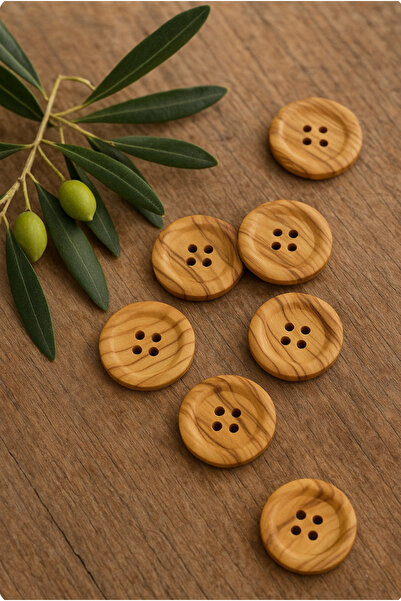 Tasarım Ahşap Düğme Zeytin Ağacı 1.5 cm Çapında 20 Adet.