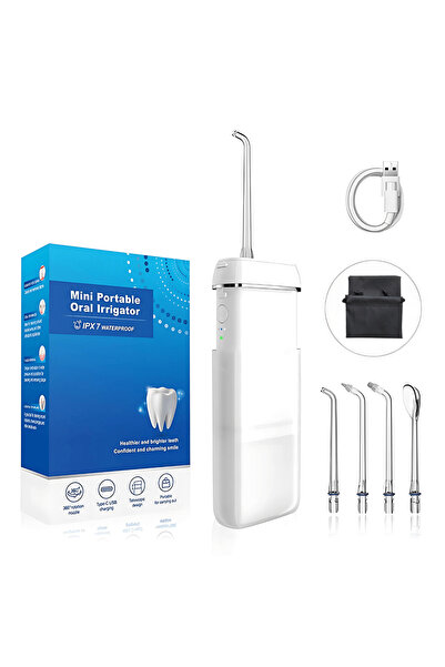 LUVLU Μίνι Φορητός Στοματικός Πλύτης, 3 Λειτουργίες, 1600 Παλμοί/λεπτό, IPX7, 4 Ρύγχη, Δεξαμενή 140ml, Μπαταρία 30+ Ημερών