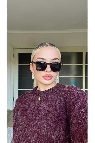 TomyHelf Siyah Camlı Siyah Kare Çerçeveli Unisex Güneş Gözlüğü Th981c1