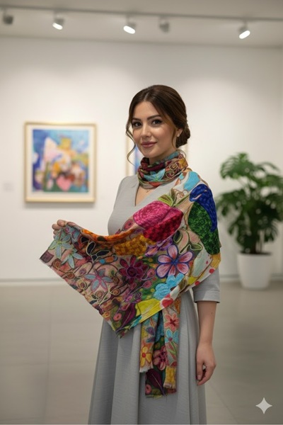 Hazard Σάλι Αυθεντικής Παραγωγής Suzani Κεντημένο