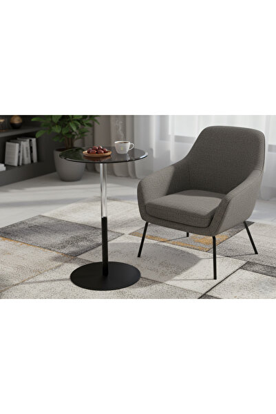 Areka طاولة خدمة باللونين الأسود والأبيض، قاعدة من الحديد الذهبي، سطح زجاجي أسود