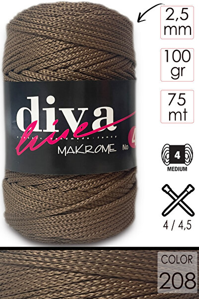 Diva İplik Σχοινί Diva Macrame Thick - NO:4 208 Καφέ