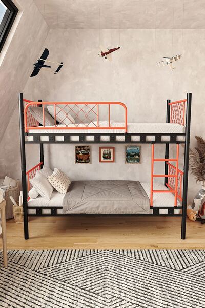 ARGİMO Metis Genç Çocuk Yatak Odası Metal Ranza Ve Karyola 90x190