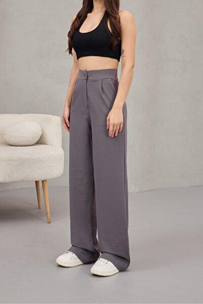 alanora Kadın Likralı Salaş Geniş Paça Palazzo Pantolon