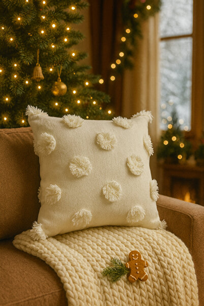 Uğur Home Ev Tekstili Μαξιλαροθήκη με γούνινο και μοτίβο - 40x40 εκ. Κομψό κα...