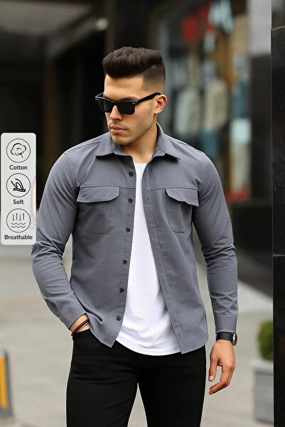 Serseri Jeans Erkek çift cep taktik kumaş paraşüt gömlek