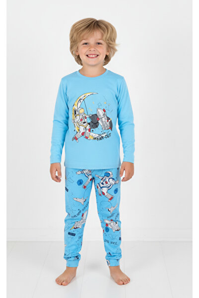 vitmo Set de pijamale pentru băieți cu mânecă lungă Far Out, albastru