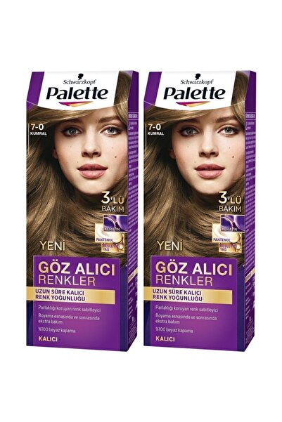 Palette Göz Alıcı Renkler Saç Boyası 7-0 Kumral Pentanol & Besleyici Yağ İçeren Saç Boyası X 2 Adet