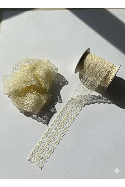 Deniz Party Store Κορδέλα δαντέλας Guipure κρέμα 4 εκ. Διπλής όψης Διπλή δαντέλα Guipure 5 μέτρα