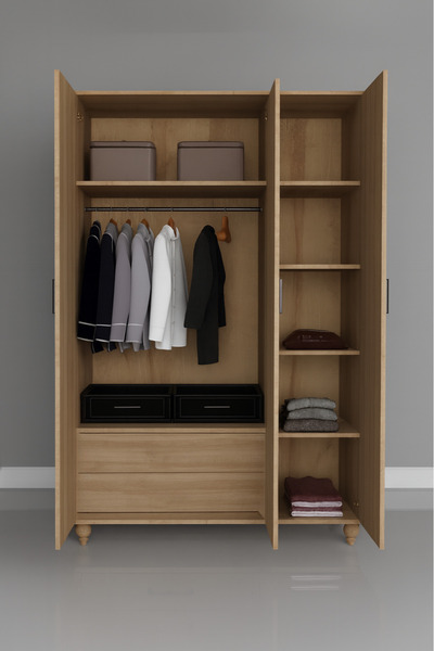 arionkids Nefes Dolap 3 Kapaklı-Çekmeceli | %100 MDF | REHAU Kapaklı | Çekmeceli | Ağaç Ayaklı