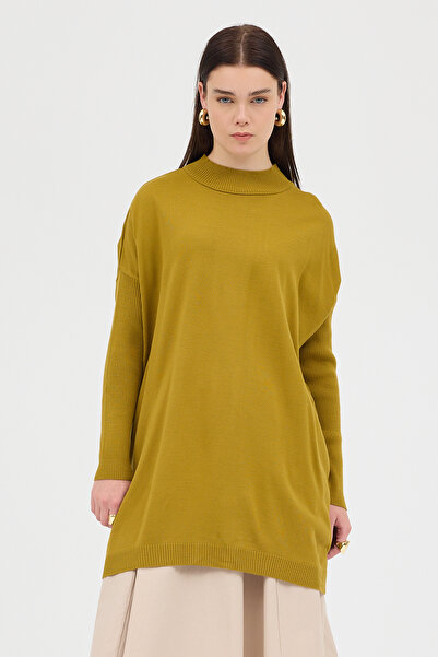 Rays Yağ Yeşili Balıkçı Yaka Triko Tunik 5315