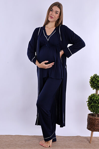ByLohusa طقم بيجامة للحمل باللون الأزرق الداكن من Effortt مع ثوب حمام