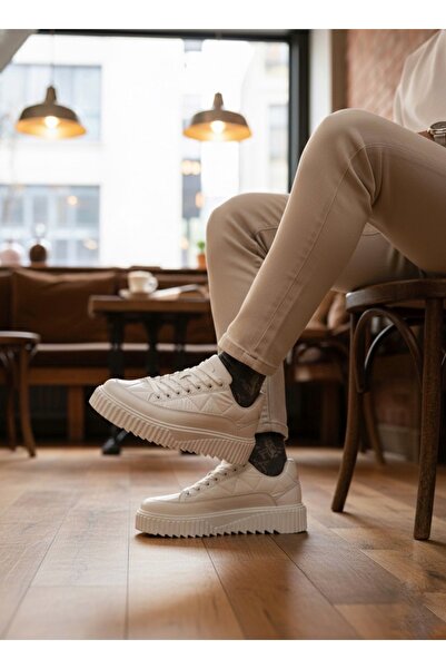 BOA BA0801 BOA Beyaz Yüksek Taban Erkek Spor Ayakkabı