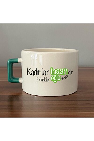 Kırtasiye Ofisi النساء هم رجال، كوب C مطبوع عليه يوم المرأة باللون الأخضر مع ...