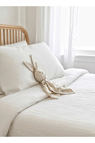 Muukh store Tavşan Müslin Uyku Arkadaşı | %100 Pamuk | Dört Kat Müslin Kumaş | Yumuşacık Doku | Bej