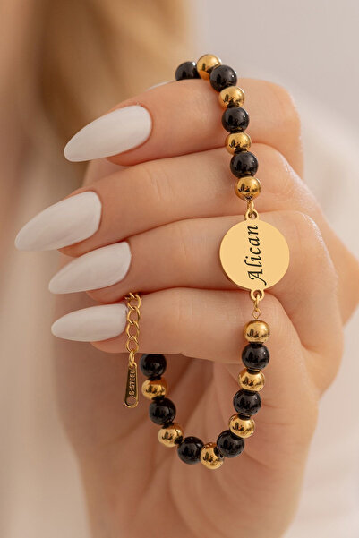 OSMANLI GÜMÜŞ سوار نسائي من الفولاذ المطلي بحجر العقيق والاسم أو الرسالة