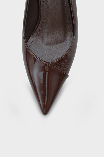 Capone Outfitters Брайън, обувки с средно висок ток, с ленти и змийски принт, от естествена кожа, с подплата