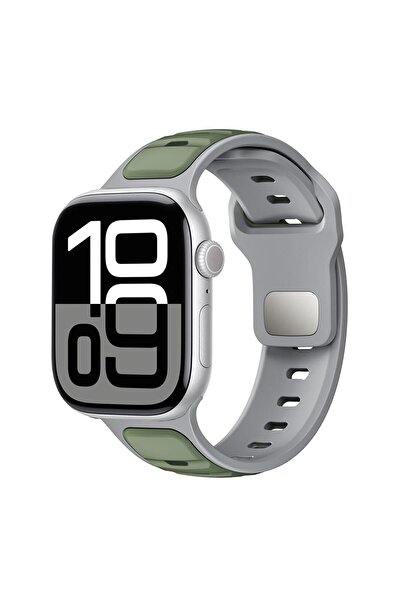 AktarMobile Apple Watch 10 / 11 46 mm uyumlu Silikon Kordon Çift Renkli Premium Spor Tasarım Kayış