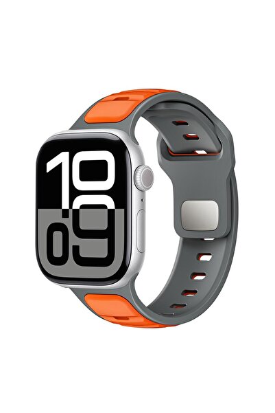 AktarMobile Apple Watch 10 / 11 46 mm uyumlu Silikon Kordon Çift Renkli Premi...