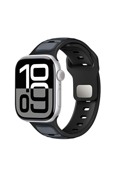 AktarMobile Apple Watch 10 / 11 46 mm uyumlu Silikon Kordon Çift Renkli Premi...