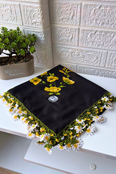 Cenk هدية وشاح مطرز يدويًا بنقشة الأقحوان من قماش التول