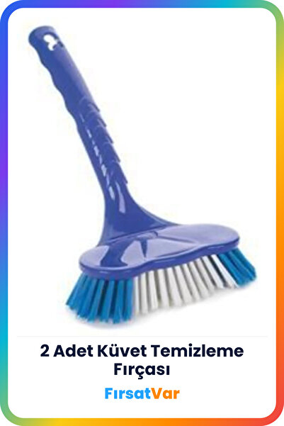 FırsatVar 2 Adet Küvet Duşakabin Teknesi Yıkama Temizleme Fırçası Plastik Saplı