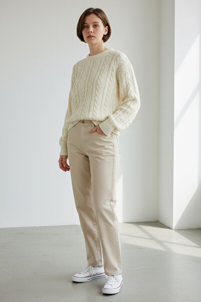 NEWCO TRICOTAT Detaliat Model Tricoturi casual Pulover Gâtul rotund Potrivire confortabilă Model șic zilnic