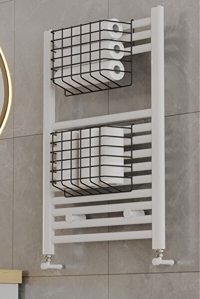 Bino 2 ADET Banyo Düzenleyici Organizer Şampuanlık Havlupan Askısı Havluluk Siyah Banyo Rafı Mutfak Rafı