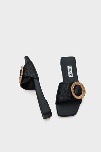 Capone Outfitters Manya Blunt Toe Wicker Short Heeled Comfort Women's Slippers