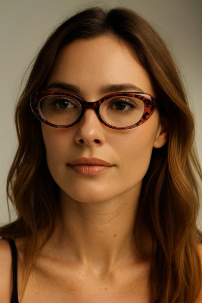 Chunky Frame نظارات كات آي كلاسيكية عتيقة الطراز بتصميم جلد الفهد مع فلتر للض...