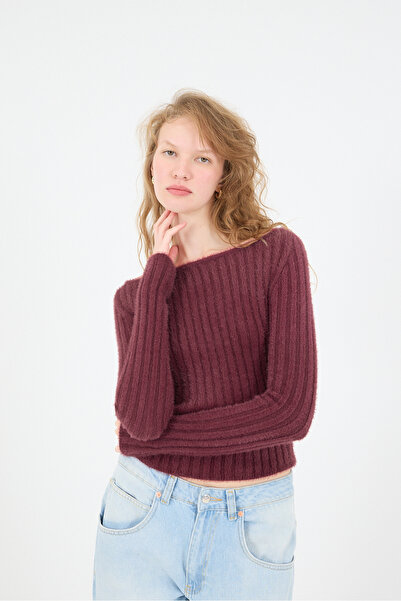 Addax Boat Neck Soft Textured Knitwear Sweater K3371-D4