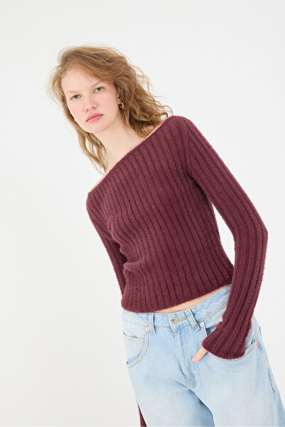 Addax Boat Neck Soft Textured Knitwear Sweater K3371-D4