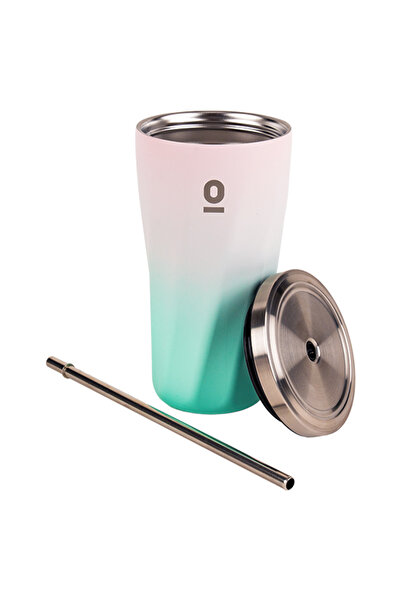 Espressolab Stainless Steel Color Transition Mug with Straw Thermos 500 ml No:79
