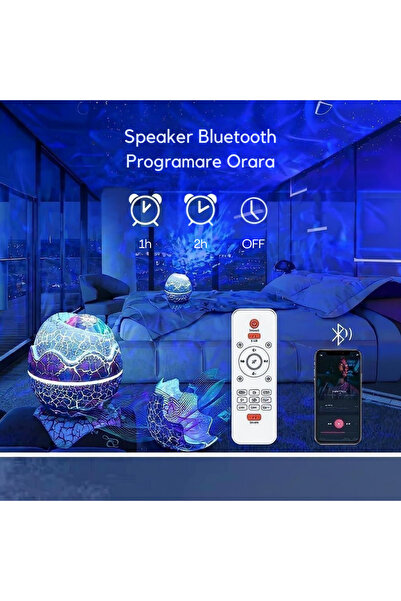 OEM Star and Galaxy Projector Dinosaur Egg with Bluetooth Speaker, Ambient Sounds, and Timer – LED Nig