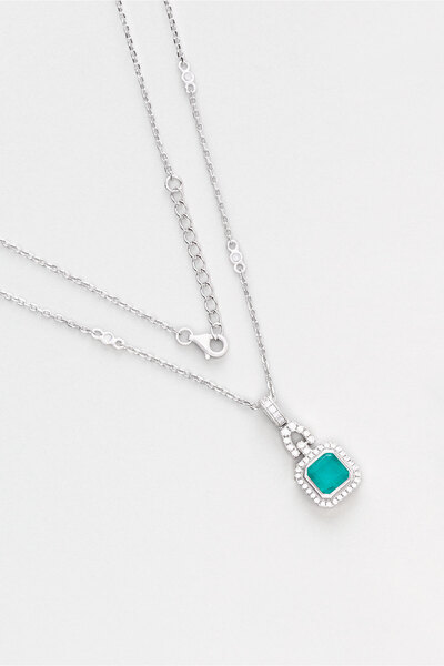 So CHIC... Vintage 18 Ayar Beyaz Altın Kaplama 45 Cm Gümüş Kolye