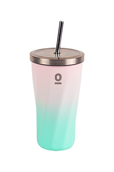 Espressolab Stainless Steel Color Transition Mug with Straw Thermos 500 ml No:79