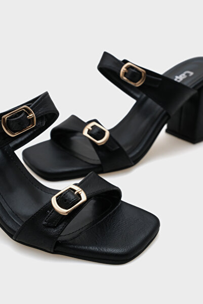 Capone Outfitters Lenora Blunt Toe Medium Heeled Double Strap Women's Slippers