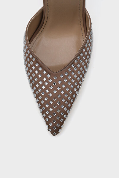 Capone Outfitters Raine Жіночі туфлі на підборах з гострим носком, камінцями та ремінцем на щиколотці