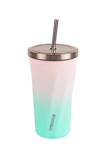 Espressolab Stainless Steel Color Transition Mug with Straw Thermos 500 ml No:79