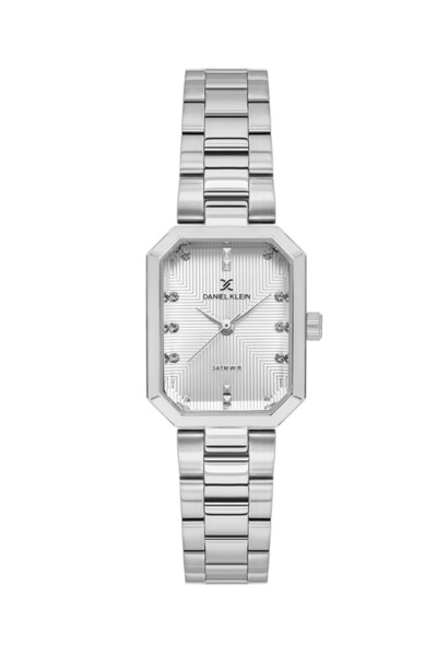 Daniel Klein ساعة يد نسائية DKE.1.10968-1 بتصميم مستطيل وحجر ولون معدني