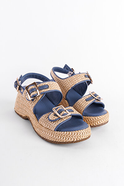 Capone Outfitters Genuine Leather - Straw Sole Double Buckle Comfort Women's Sandals