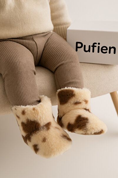 pufien Çocuk ve Bebek Panduf, Kışlık Peluş Bot, Yumuşak, Sıcak Tutan, Kaymaz Tabanlı Ev İçi Patik, Ev Botu