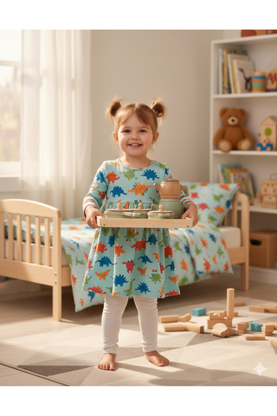 Özka Hobi Ahşap Özka Hobby Basswood Painted Wooden Toy Pot and Pan Set