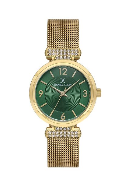 Daniel Klein Dk.1.13966-4 Stoned Design Wicker Cord Metal Case 3 Atm Water Resistant Gold Color Kadı